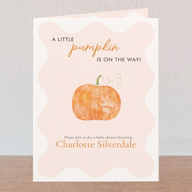 Little Pumpkin Autumn Fall Baby Shower Invitation (A Little Pumpkin is on the Way autumn fall themed personalized baby shower invitation)