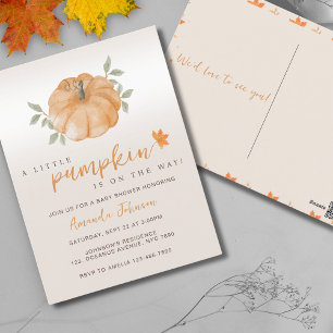 Little Pumpkin Autumn Fall Baby Shower Invitation Postcard