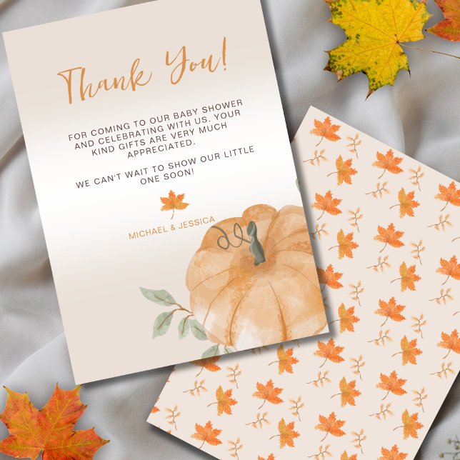  Little Pumpkin Autumn Fall Baby Shower  Thank You Card (Creator Uploaded)