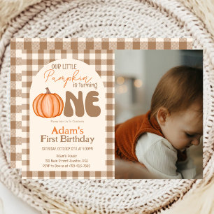 Little Pumpkin Autumn Fall First 1st Birthday Invitation