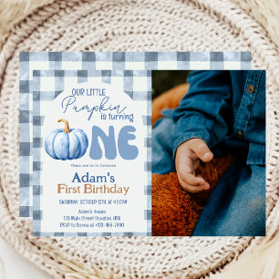 Little Pumpkin Autumn Fall First 1st Birthday Invitation
