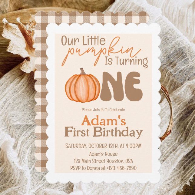 Little Pumpkin Autumn Fall First 1st Birthday  Invitation (Creator Uploaded)