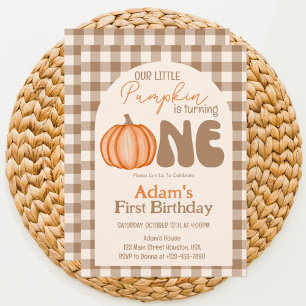 Little Pumpkin Autumn Fall First 1st Birthday Invitation
