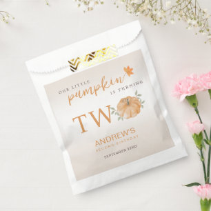 Little Pumpkin Autumn Fall Pattern 2nd Birthday Favour Bag