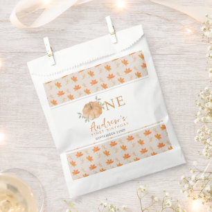 Little Pumpkin Autumn Fall Pattern First Birthday Favour Bag