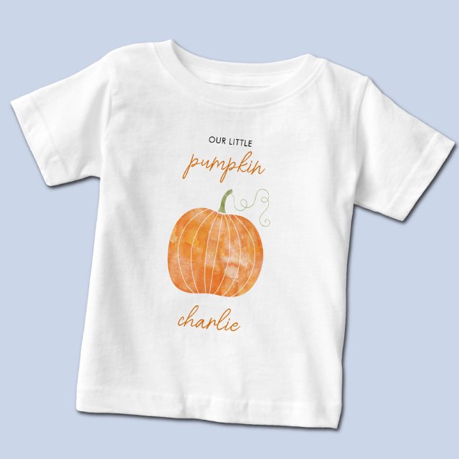 Little Pumpkin Autumn Fall Personalised Baby T-Shirt (Little pumpkin personalized name t-shirt)
