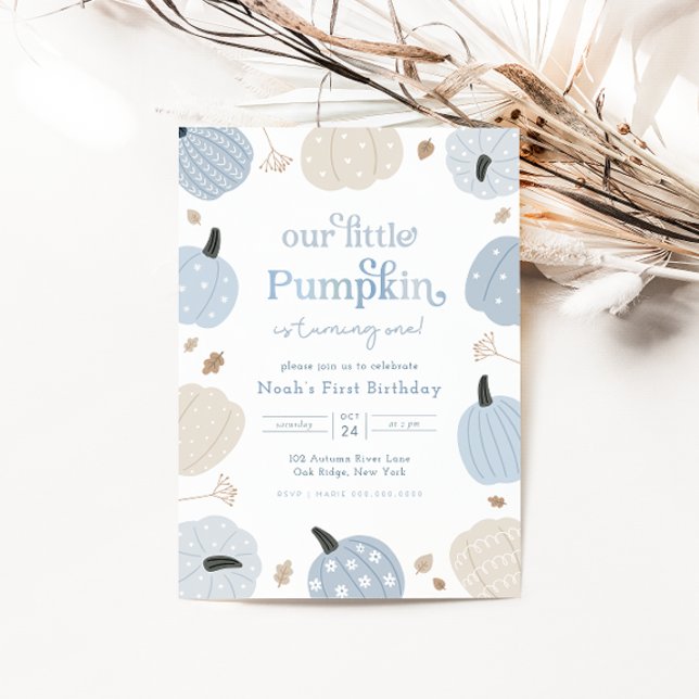 Little Pumpkin Autumn First Birthday Invitation (Creator Uploaded)