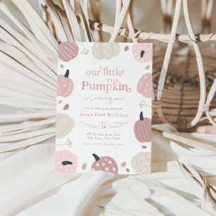 Little Pumpkin Autumn First Birthday Invitation