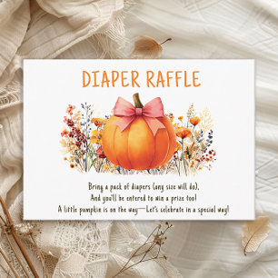 Little Pumpkin Autumn Flowers Girl Diaper Raffle Enclosure Card