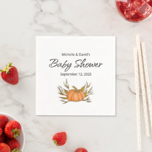 Little Pumpkin Autumn Gender Neutral Baby Shower Napkin
