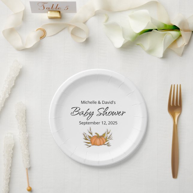 Little Pumpkin Autumn Gender Neutral Baby Shower Paper Plate (Wedding)
