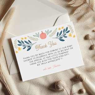 Little Pumpkin Autumn Leaves Baby Shower Thank You Card