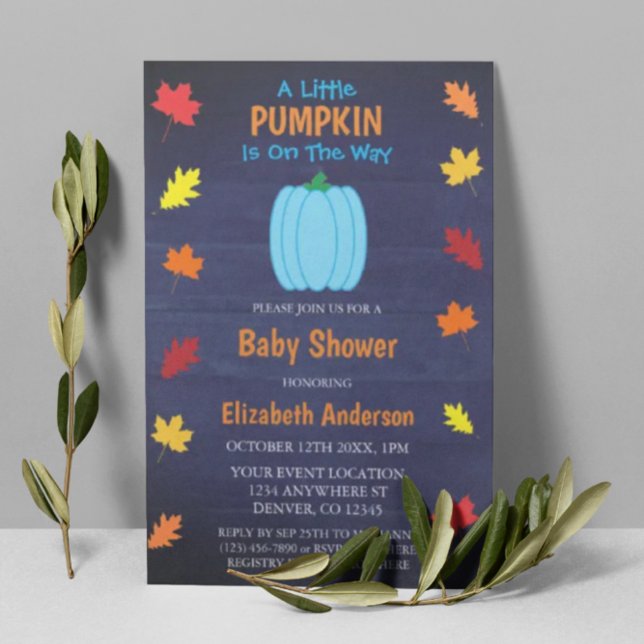Little Pumpkin Autumn Leaves Floral Baby Shower Invitation (Creator Uploaded)