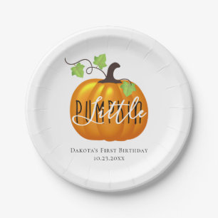Little Pumpkin Autumn Neutral First Birthday Party Paper Plate