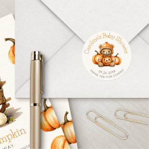 Little Pumpkin Autumn Shower Birthday Classic Round Sticker