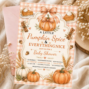 Little Pumpkin Autumn Sticks Cinnamon Pie bow  Invitation