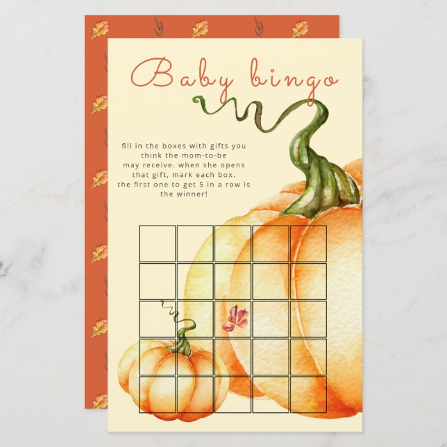  Little Pumpkin baby bingo game (Front/Back)