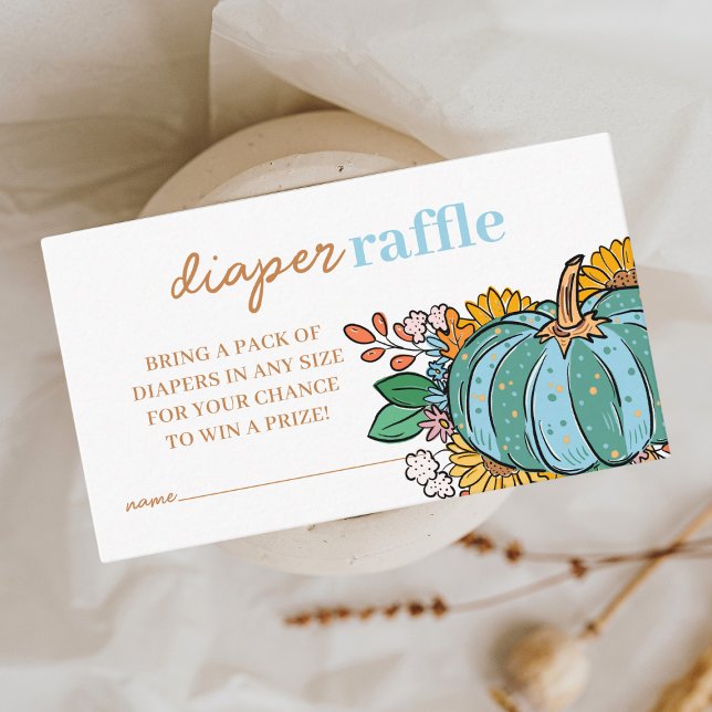 Little Pumpkin Baby Boy Diaper Raffle Baby Shower Enclosure Card (Creator Uploaded)