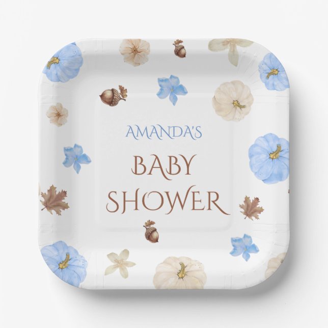 little pumpkin baby boy shower	 paper plate (Front)