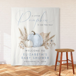 Little Pumpkin Baby Boy Shower Welcome Tapestry