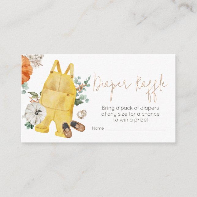 Little Pumpkin Baby Clothes Diaper Raffle Enclosure Card (Front)