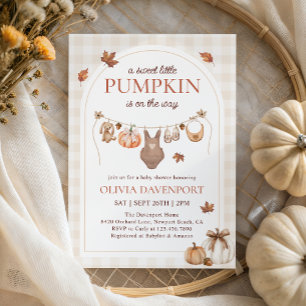 Little Pumpkin Baby Clothesline Fall Baby Shower Invitation