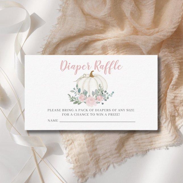 Little Pumpkin Baby Girl Diaper Raffle Ticket Enclosure Card (Creator Uploaded)