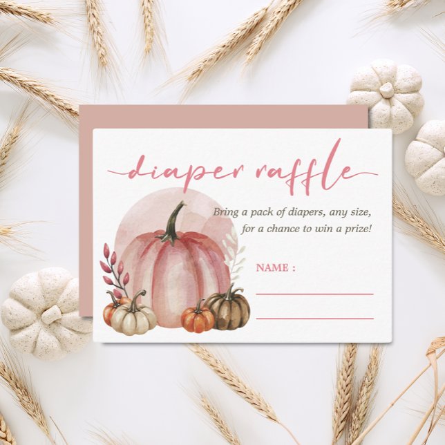 Little Pumpkin Baby Girl Pink Shower Diaper Raffle Enclosure Card (Creator Uploaded)