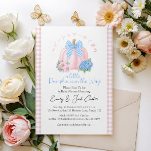 Little Pumpkin Baby Girl Shower Coquette Pink Cute Invitation