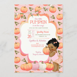 Little Pumpkin Baby Girl Shower Dark Tone Invitation