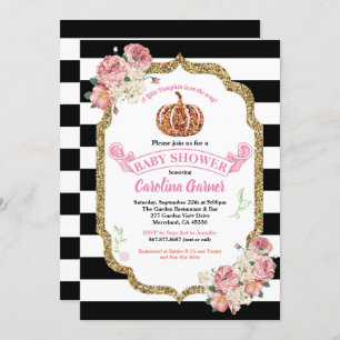 Little pumpkin baby girl shower invitation pink