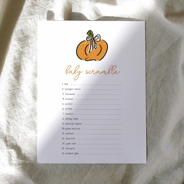 Little Pumpkin Baby Scramble Baby Shower Game  (Cute little pumpkin Baby Shower Baby Scramble game.)