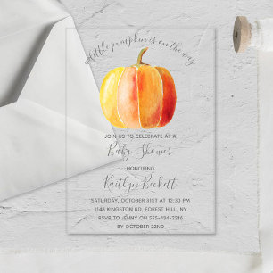 Little Pumpkin Baby Shower Acrylic Invitations