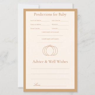 Little Pumpkin Baby Shower Advice/Predictions Game