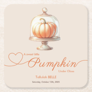 Little Pumpkin Baby Shower – Autumn Chic Square Paper Coaster