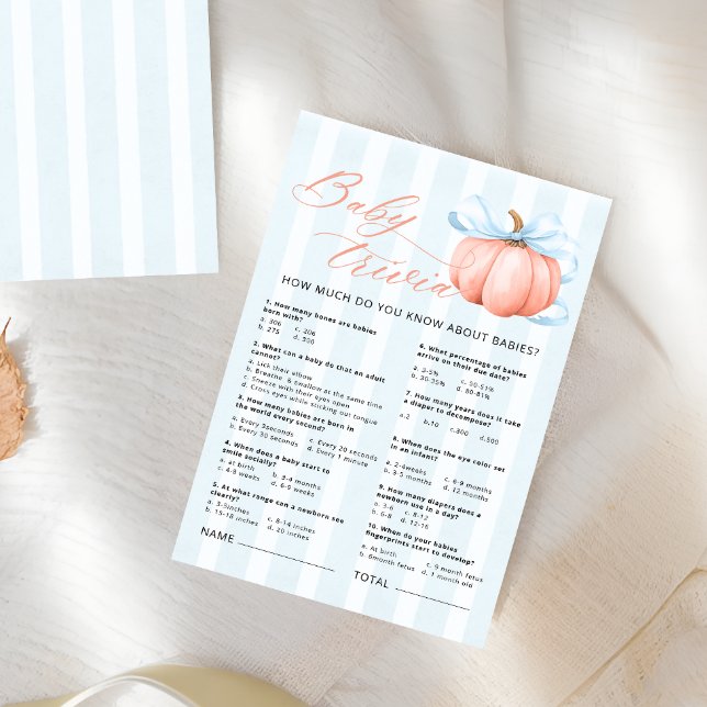 Little Pumpkin Baby Shower Baby Trivia Game (Creator Uploaded)