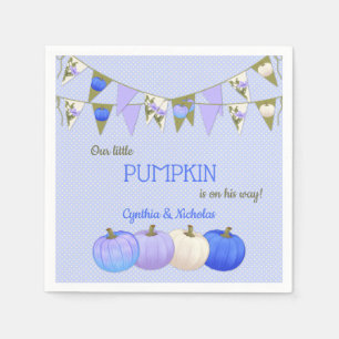 Little Pumpkin Baby Shower Blue Ivory Lavender Napkin