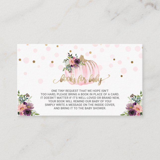 Little Pumpkin Baby Shower Books for Baby Enclosure Card (Front)