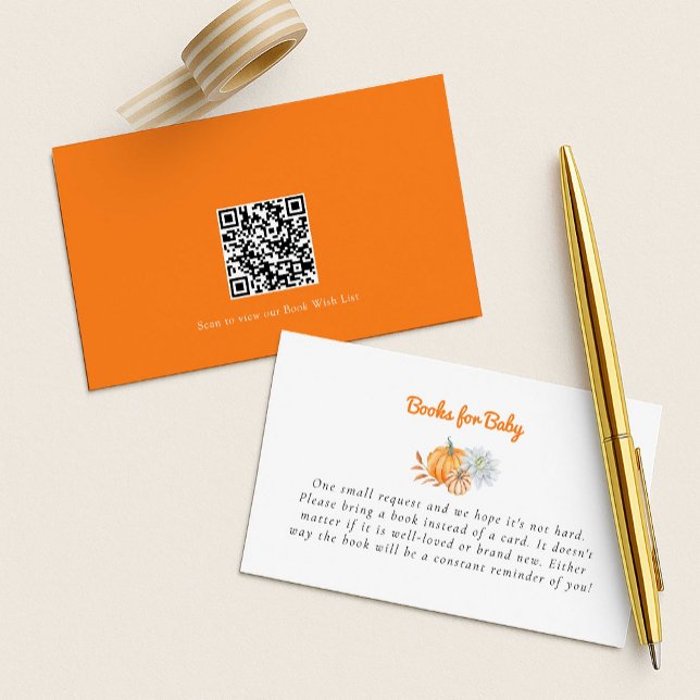  Little Pumpkin Baby Shower Books for Baby QR Code Enclosure Card (Creator Uploaded)