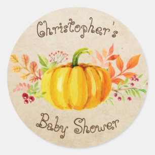Little Pumpkin Baby Shower Burlap Sticker