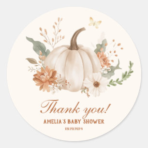 Little Pumpkin Baby Shower   Cute Fall-Themed Classic Round Sticker