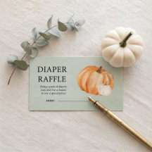 Little Pumpkin Baby Shower Diaper Raffle Card