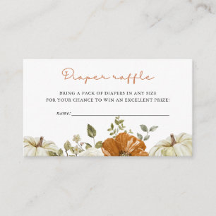 Little Pumpkin Baby Shower Diaper Raffle Enclosure Card