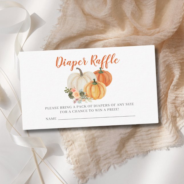 Little Pumpkin Baby Shower Diaper Raffle Ticket Enclosure Card (Creator Uploaded)