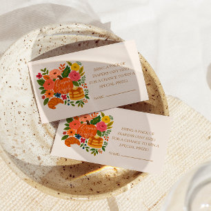 Little Pumpkin Baby Shower Diaper Raffle Ticket Enclosure Card