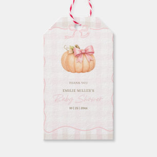 Little Pumpkin Baby Shower Fall Pink Pumpkin Bow Gift Tags