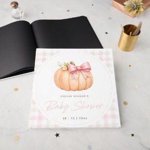 Little Pumpkin Baby Shower Fall Pink Pumpkin Bow Guest Book