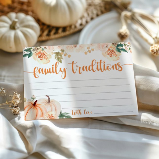 Little Pumpkin Baby Shower Family Traditions Card (Creator Uploaded)