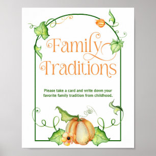 Little Pumpkin Baby Shower Family Traditions Game Poster