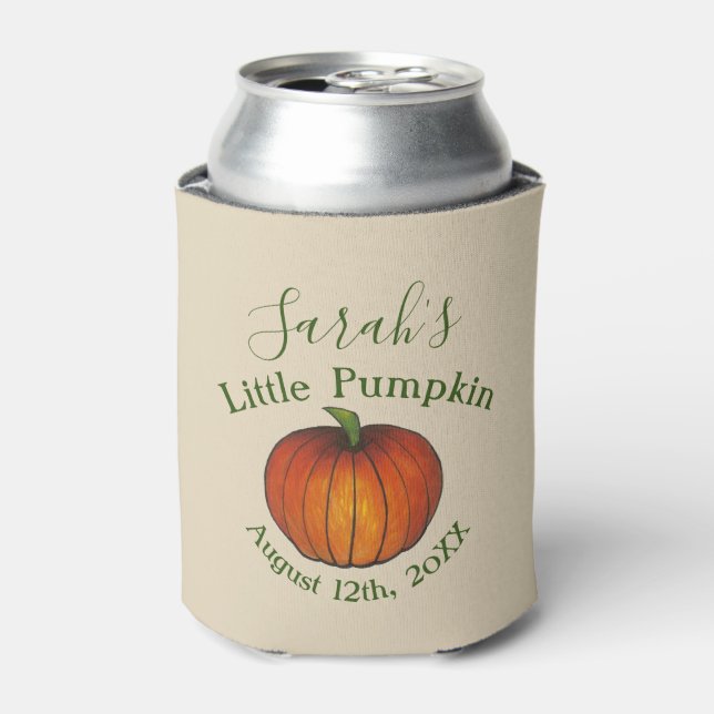 Little Pumpkin Baby Shower Favour Orange October Can Cooler (Can Front)